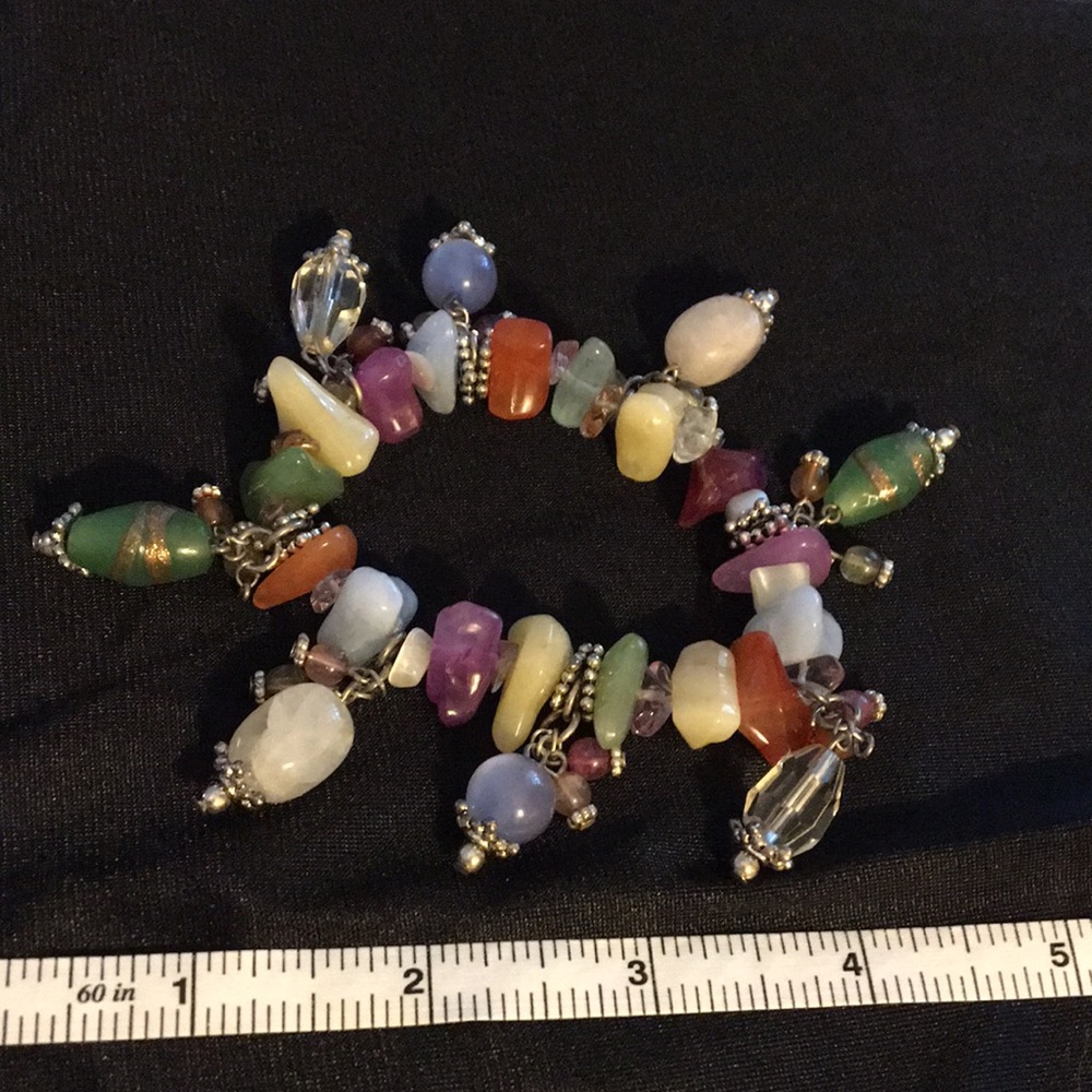 Silver Bracelet with Polished Stones